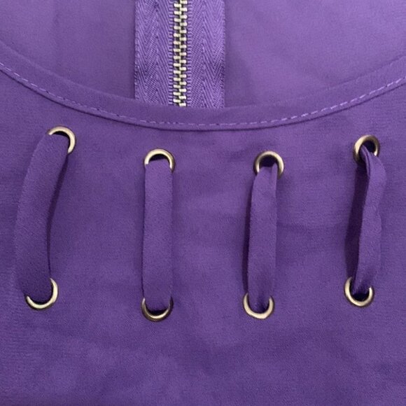 2B Bebe Purple Lace-Up Crop Top Y2K Revival Clubwear Festival Party Large - Picture 2 of 7